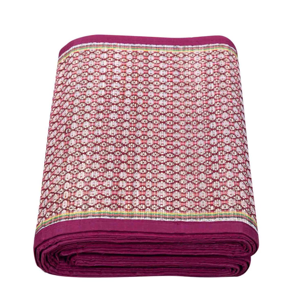 Folding Chatai Floor Mat Made of Madurkathi Grass Handwoven