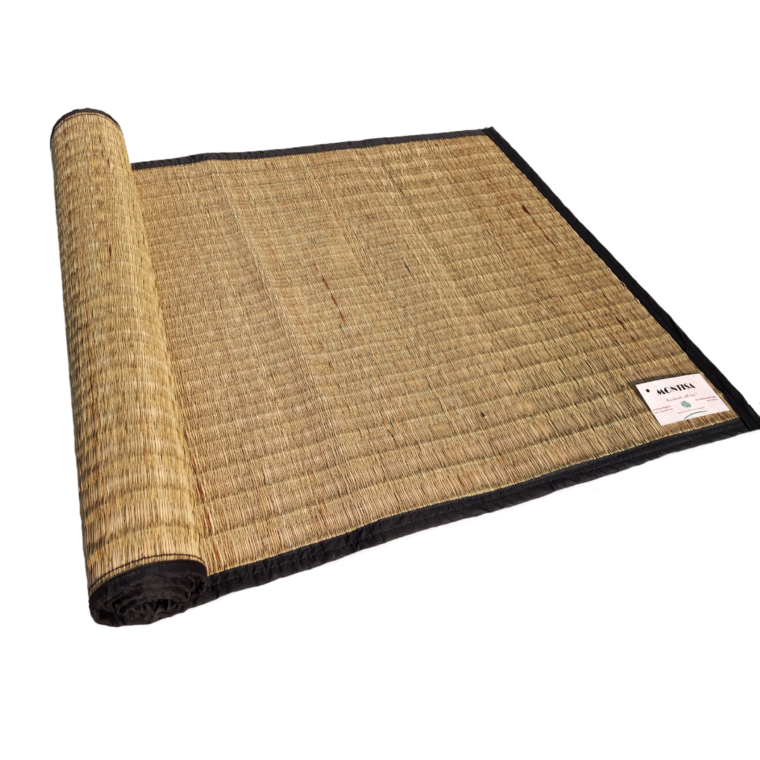 MONTISA Yoga Mat made of organic Madurkathi Grass Rollable travel friendly 24 inches x 70 inches –T2-02