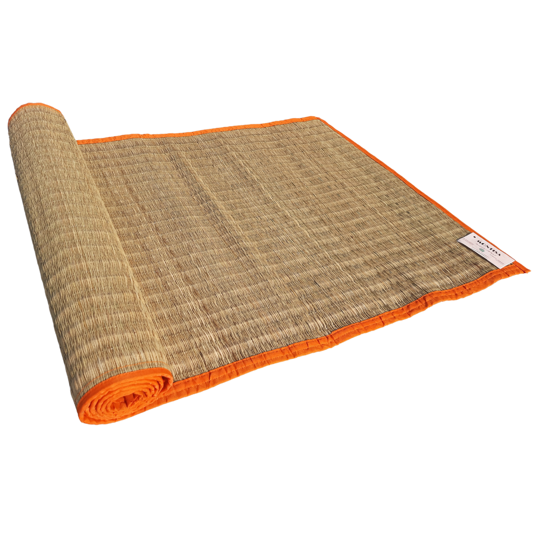 MONTISA Yoga Mat for kids made of organic Madurkathi Grass Rollable travel friendly 24 inches x 70 inches –T2-01