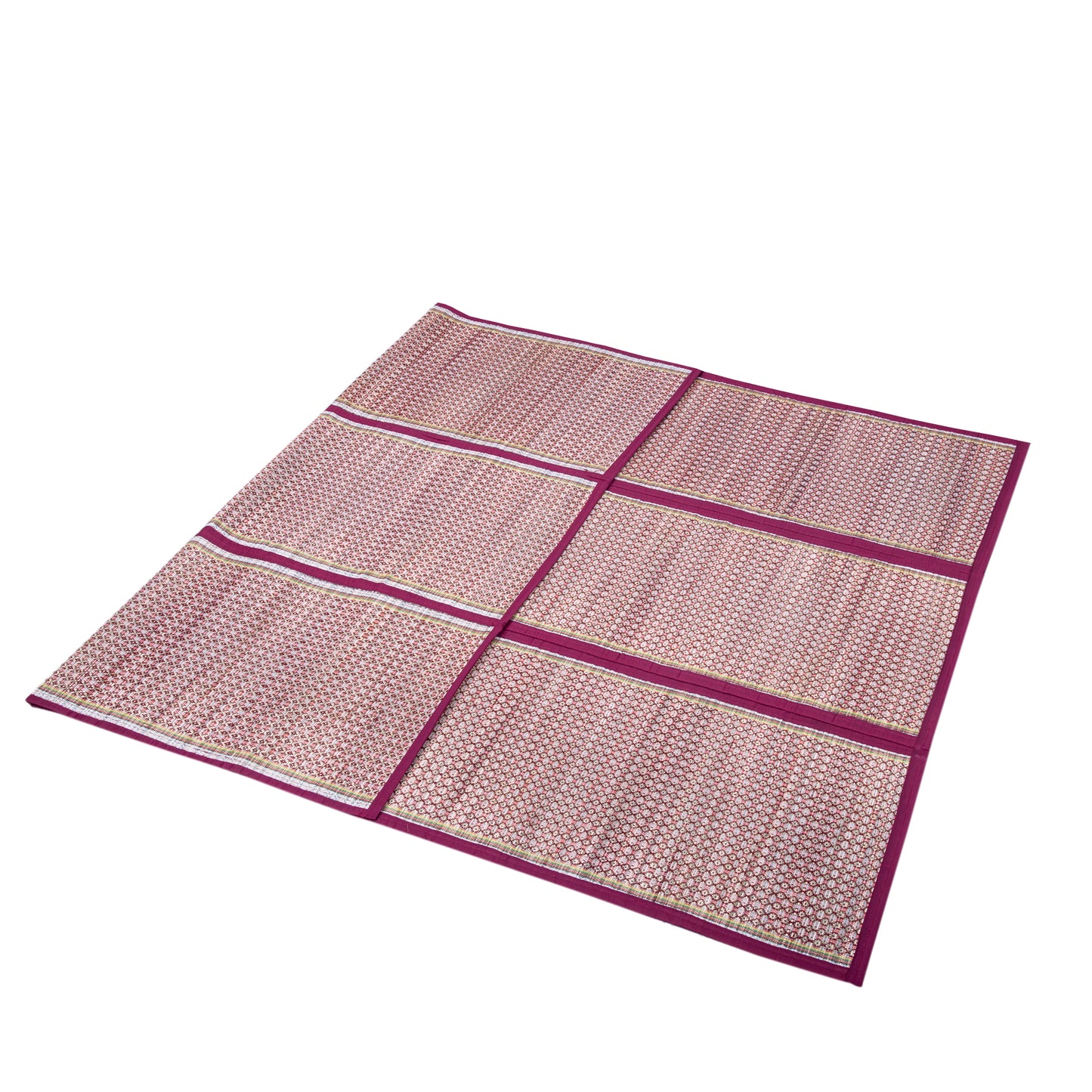 Designer Organic Chatai Mat Foldable made of Madurkathi Grass for Sleeping, Sitting on Floor - T3-38