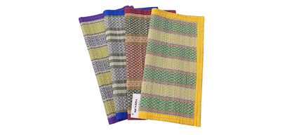 Puja mats for sitting for prayer handwoven asan multicolour,18x18 inches square shape holy alternative to cotton  puja aasan T3-MLT