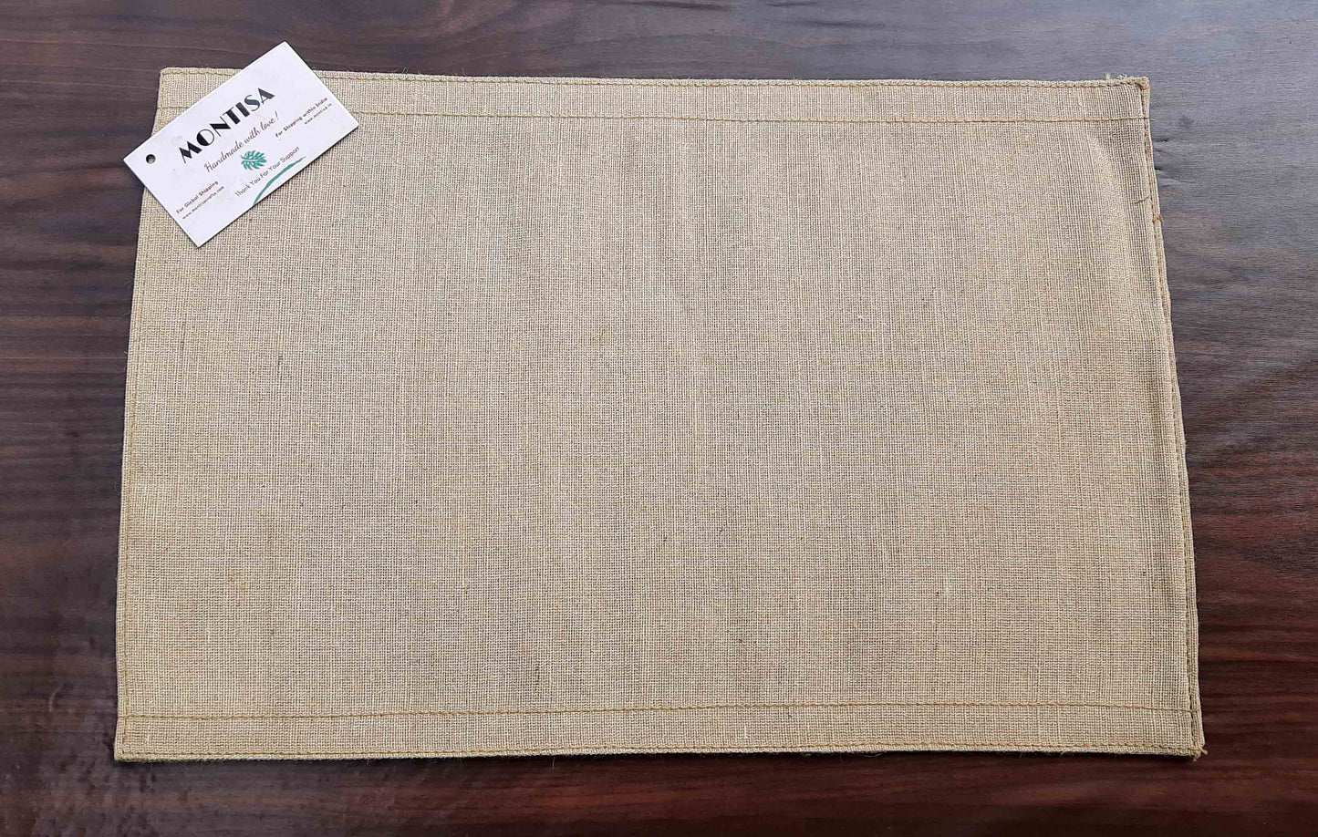 MONTISA Jute Table Mat Set (12×18 inches) with Runner Heat Resistant Eco-friendly Burpal Placemat (BTM-01