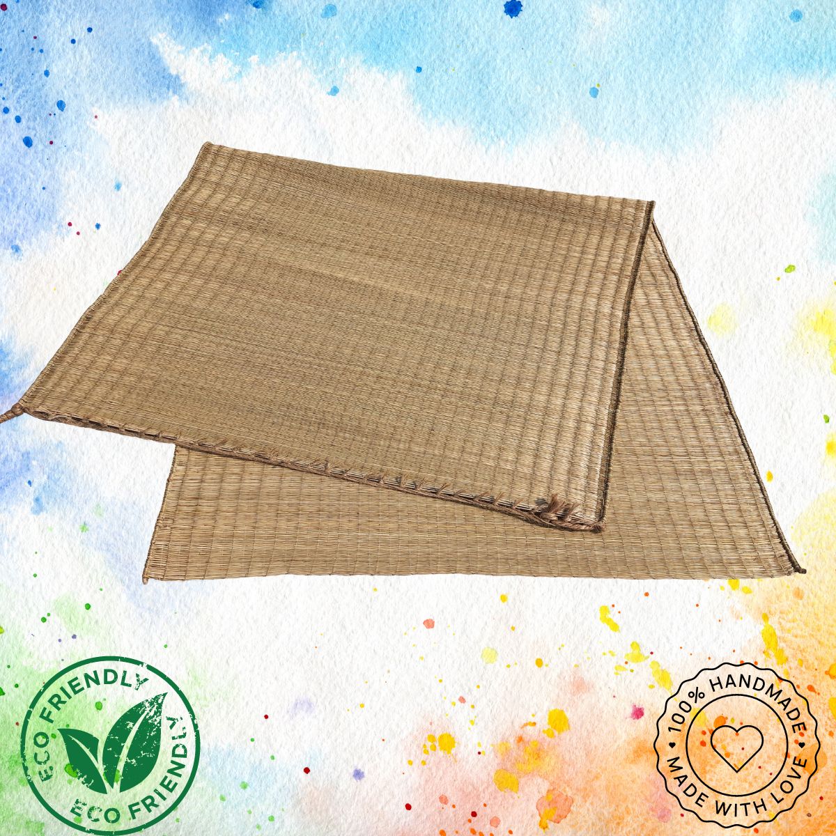 MONTISA chatai mats for home made of Madurkathi Grass, Handwoven, Organic with Natural Border - T2
