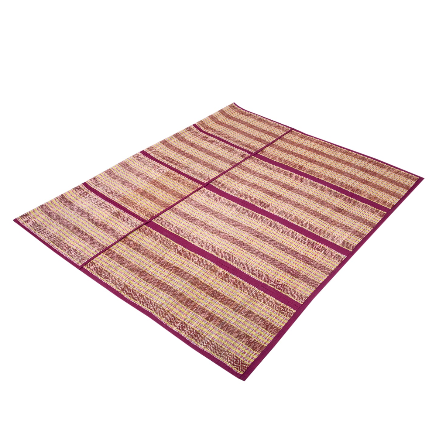 Designer Organic Chatai Mat Foldable made of Madurkathi Grass for Sleeping, Sitting on Floor - T3-37