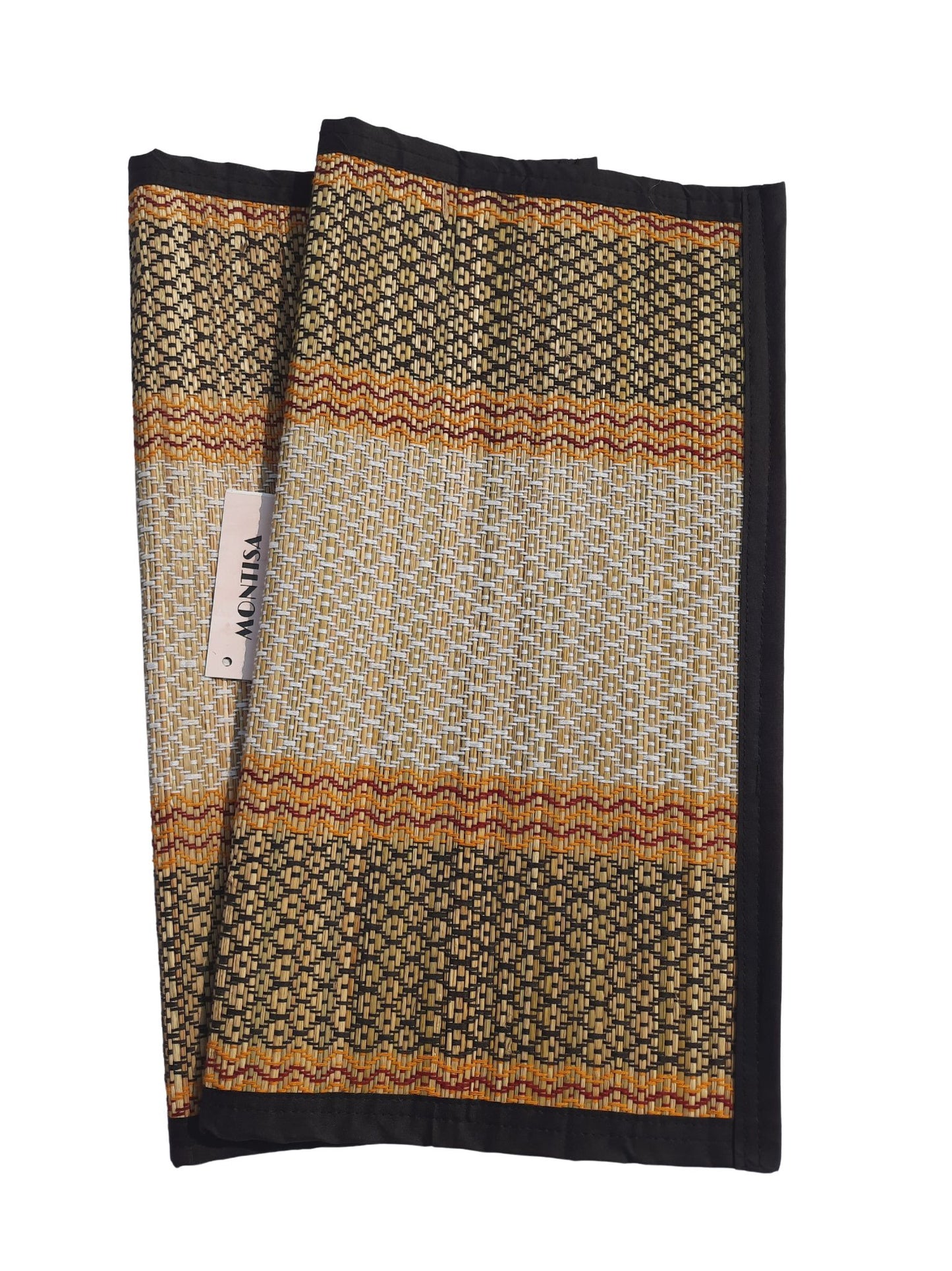 Pooja mat for sitting on floor Madurkathi grass made pooja aasan 18x18 inches  2 square shape -T3-16