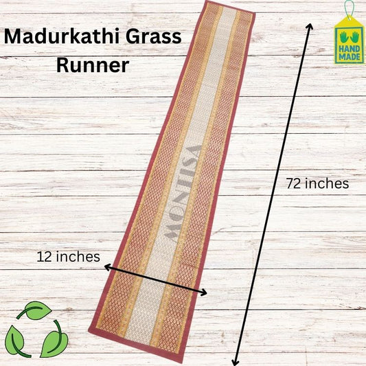 Runner for center table in modern design made of Madurkathi grass