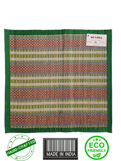 Puja mats for sitting natural green grass mat for prayer handwoven asan green,18x18 inches square shape holy alternative to cotton  puja aasan T3-39