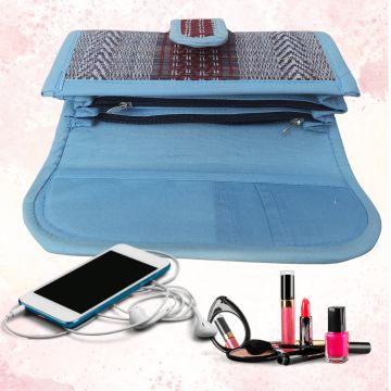 The Happy handbag Women Pearl Clutch Silk Saree Mobile Pouch Waist Clip  Ladies Phone Purse for